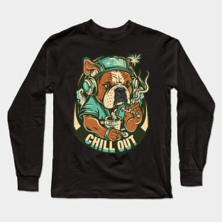 Pop Culture Bulldog in Hip Hop Gear Long Sleeve T-Shirt